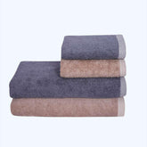 600 GSM Bamboo Towels Set Of 4 - Beige & Dark Grey